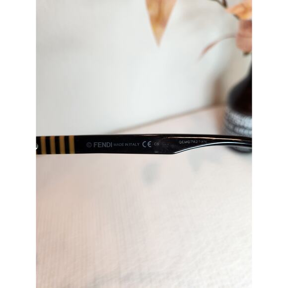 Fendi FF 0015 Black Gold Striped‎ Eyeglasses Frames 140 Made in Italy - Picture 4 of 6